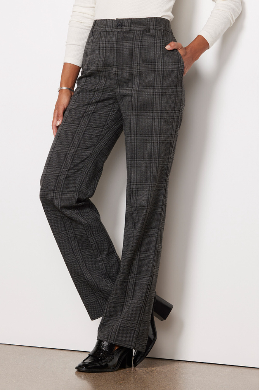 SANCTUARY NWT Evereve Chcarcoal Plaid Soho Trouser Pant // 27